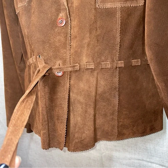 Maximo Wilsons Classic Brown Suede Western Belted Jacket Women's XL Vintage Y2K - Picture 7 of 16